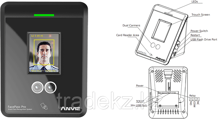 Прибор учета рабочего времени с распознаванием лица Anviz FacePass PRO - фото 5 - id-p49314936