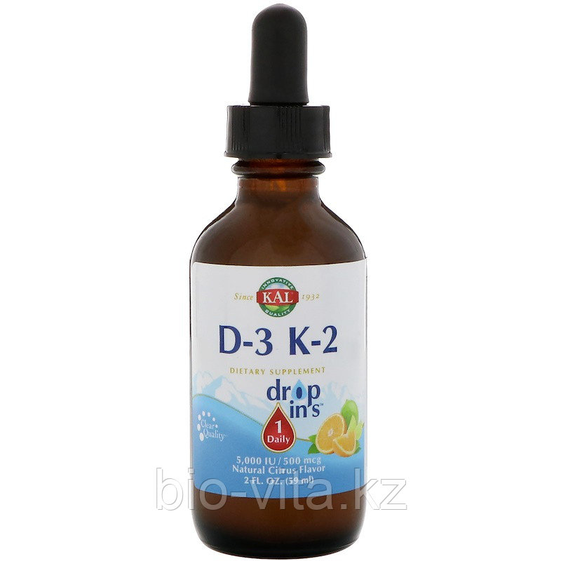 KAL, Vitamin D-3 K-2 в каплях  (59 ml)