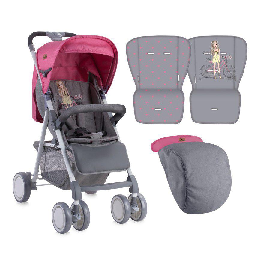 Коляска LORELLI AERO + накидка на ножки Розовый-серый/Rose&Gray GIRL 1740