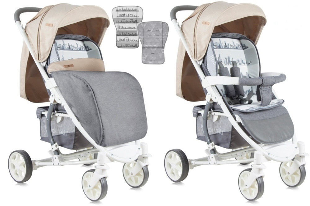 Коляска LORELLI S-300 + накидка на ножки Серо-бежевый/Grey&Beige CITIES 1747
