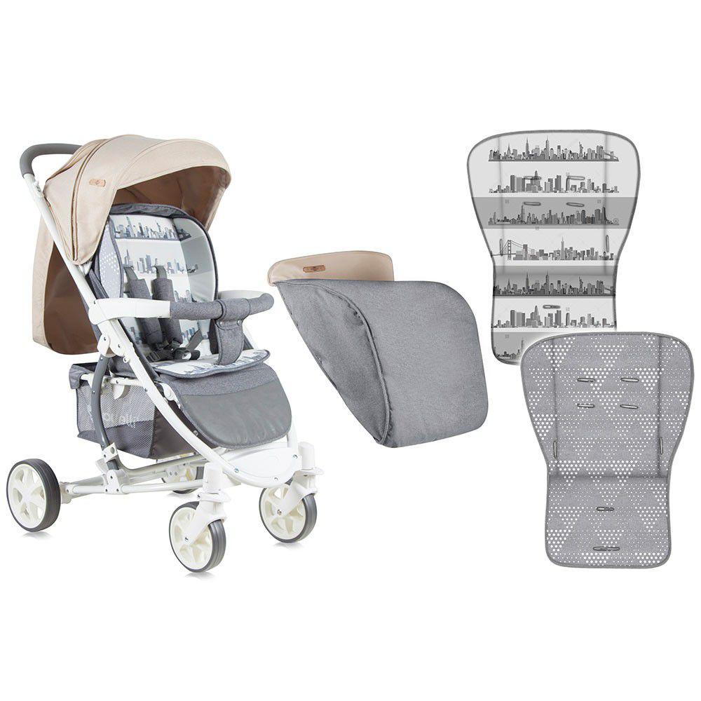 Коляска LORELLI S-300 + накидка на ножки Серо-бежевый/Grey&Beige CITIES 1747