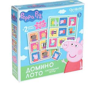 Настольная игра Peppa Pig 2 в 1 домино лото Свинка Пеппа 