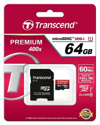 Карта памяти MicroSD 64GB Class 10 U1 Transcend TS64GUSDU1, фото 2