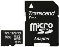 Карта памяти MicroSD 16GB Class 10 U1 Transcend TS16GUSDU1