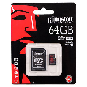 Карта памяти Kingston SDCA3/64GB UHS class 3 (U3) 4K2K 64GB + адаптер для SD, фото 2