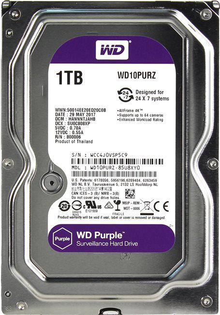 Western Digital WD10PURZ Жесткий диск WD Purple HDD 1Tb SATA 3,5" - фото 1 - id-p49544019