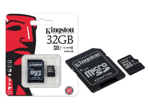 Карта памяти microSD с адаптером Kingston 32GB (class 10) SDC10G2/32GB - фото 1 - id-p47733855