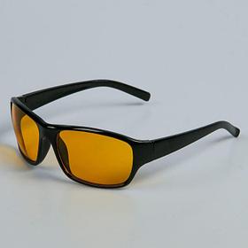 Очки солнцезащитные водительские, линза желтая, дужки черные, прямоуг 14*4*4см