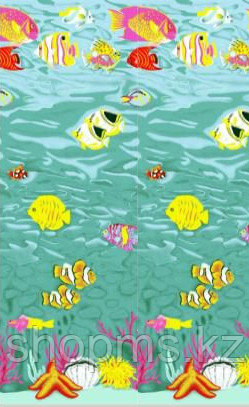Штора для ванной 180 х 180 (ткань) морское дно с рыбами, фото 1