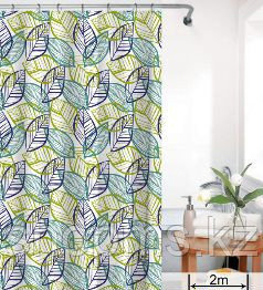 Штора для ванной 180 х 180 (РEVA) листья  ***