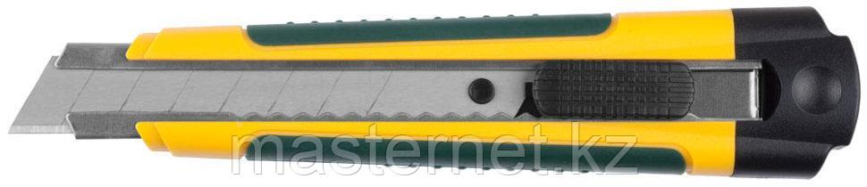 Нож KRAFTOOL "EXPERT" с сегментированным лезвием, двухкомп корпус, автостоп, отсек для хранения запасных лезви - фото 1 - id-p44068086