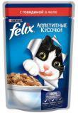 Felix, с говядиной в желе Феликс Влажный корм кусочки для кошек, 85г