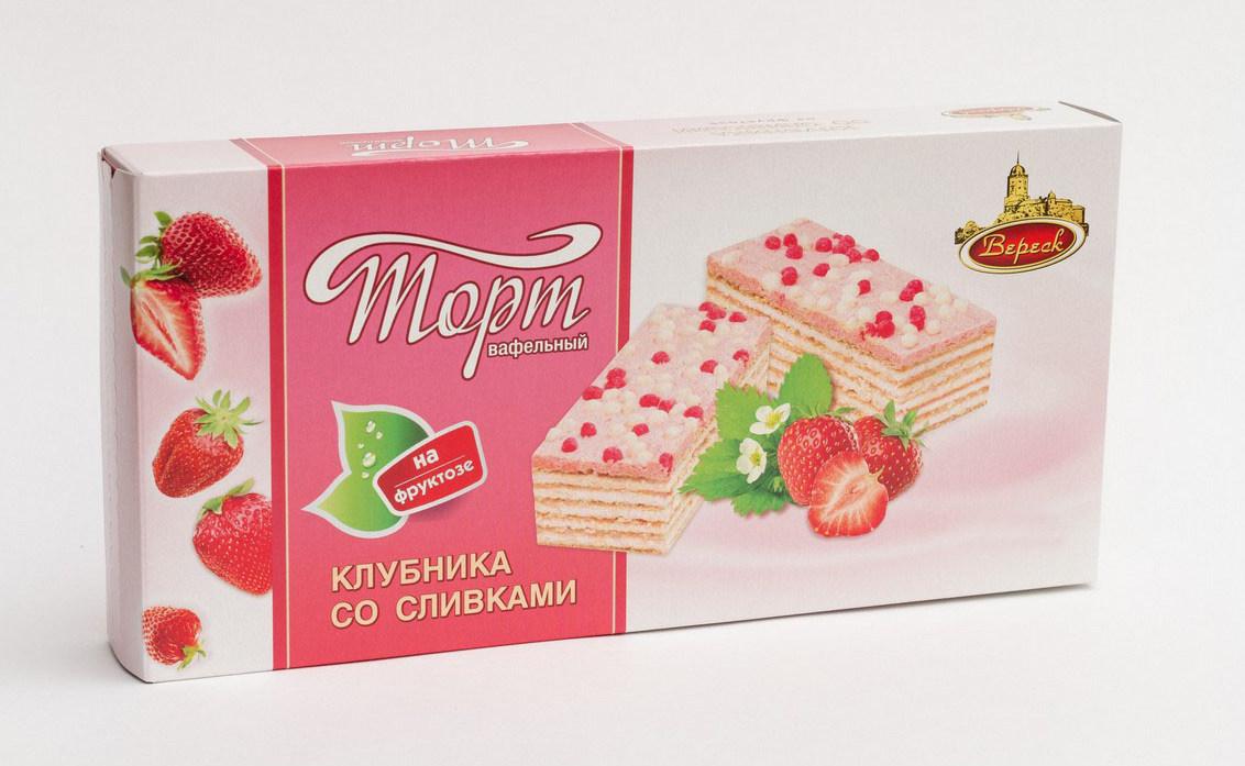 Торт вафельный Старый Замок "Клубника со сливками" на фруктозе 220 г