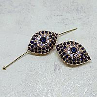 Бусина Глаз, с фианитами, 20х12х8мм