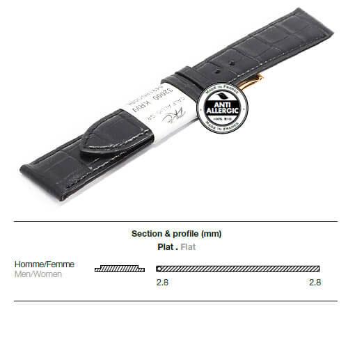 Ремешок кожаный ZRC 5491801ST-G MAT CALF ALLIGATOR BLACK 18MM 