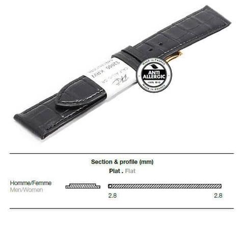 Ремешок кожаный ZRC 5491801ST-G MAT CALF ALLIGATOR BLACK 18MM , фото 1
