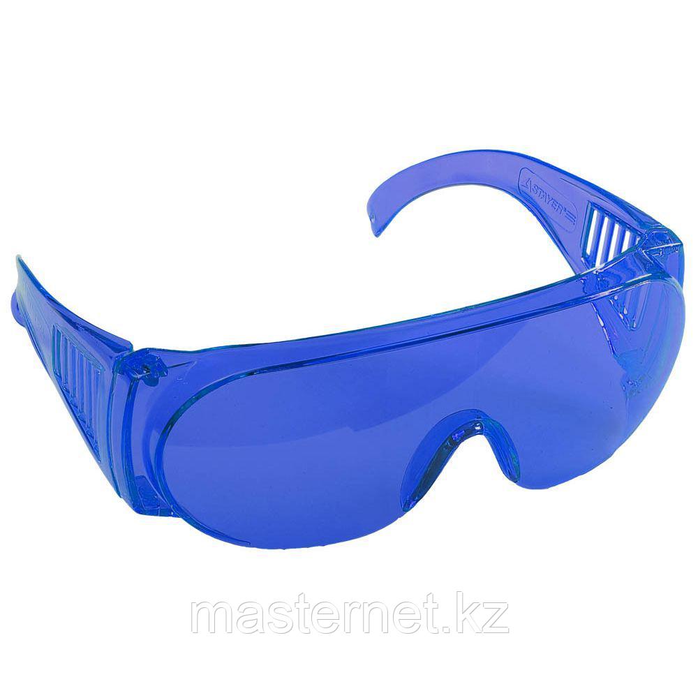 Очки STAYER "STANDARD" защитные, поликарбонатная монолинза с боковой вентиляцией, голубые - фото 1 - id-p44068208