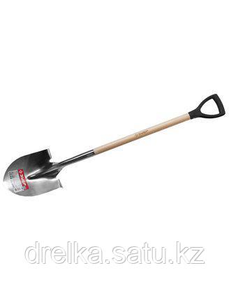 Лопата ЗУБР ЭКСПЕРТ штыковая садовая из нерж. стали, деревянный черенок из ясеня, пластиковая рукоятка, фото 2