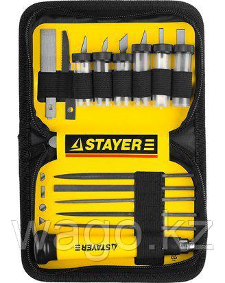 НОЖ ДЛЯ ТОЧНЫХ РАБОТ НАБОР STAYER 09145-H38, MASTER, В КОМПЛЕКТЕ С ЛЕЗВИЯМИ РАЗЛИЧНОЙ ФОРМЫ И НАДФИЛЯМИ, В ЧЕХ, фото 2