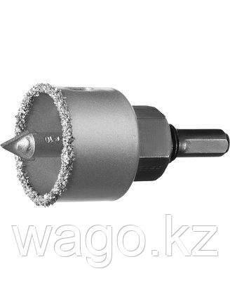 БУРОВАЯ КОРОНКА-ЧАШКА С ТВЕРДОСПЛАВНЫМ НАПЫЛЕНИЕМ ЗУБР 33360-038_Z01, ПРОФЕССИОНАЛ, 38 ММ, ВЫСОТА 25 ММ, В СБО, фото 2