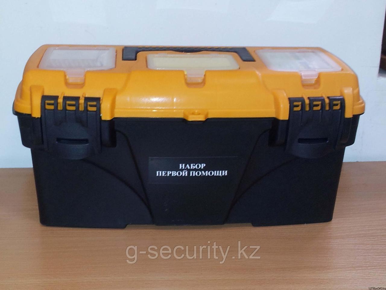 25-30 адамға арналған алғашқы көмек жинағы (1 ТИПТІ) портативті пластик чемодандағы қан қысымын өлшейтін құралмен, фото 1