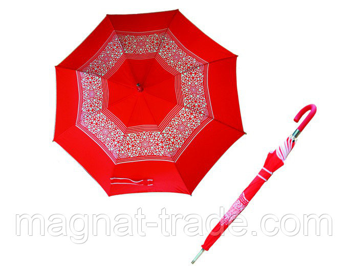 Зонт-трость красный с узорами - фото 1 - id-p49818265