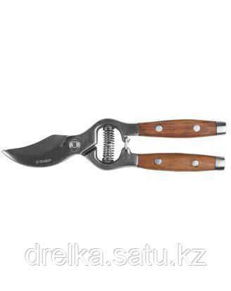 Секатор садовый ЗУБР 40100, ЭКСПЕРТ, из нержавеющей стали с деревянными ручками, 210 мм , фото 2