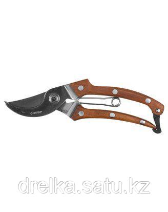 Секатор садовый ЗУБР 40103, ЭКСПЕРТ, из нержавеющей стали с деревянными ручками, 195 мм , фото 2