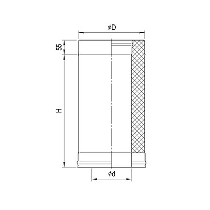 Дымоход Ferrum Сэндвич из нержавеющей стали 430/0,5 мм 1000мм, Ф120х200, фото 2
