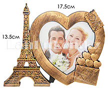 Фоторамка Париж в форме сердце (бронзовая)