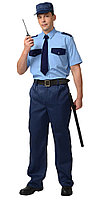 Рубашка охранника короткий рукав голубая с т.синим