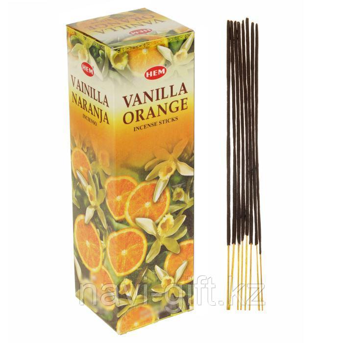 Благовония "HEM" 8 палочек угольные vanilla orange