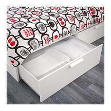 Кровать каркас БРИМНЭС с ящикоми белый 140х200 Лурой ИКЕА, IKEA, фото 2