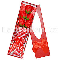Букет ароматических красных роз из мыла 5 штук