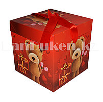 Подарочная новогодняя упаковка 15*15 см (средняя) Медвежонок