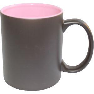 Кружка керамическая хамелеон внутри розовая