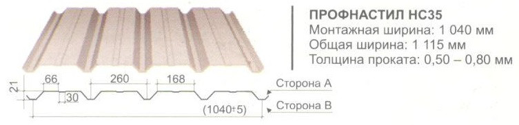 Профнастил оцинкованный Н35*1040 0,8мм