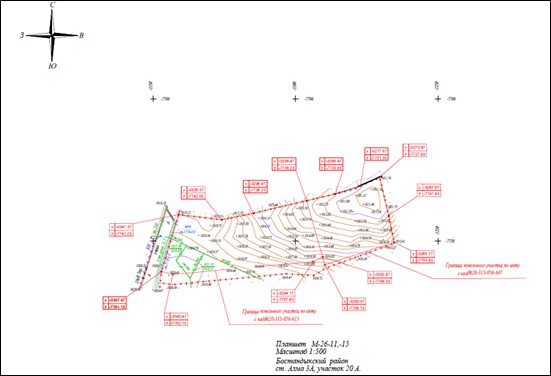 Посадка участка и проектной документации зданий на топографическую основу