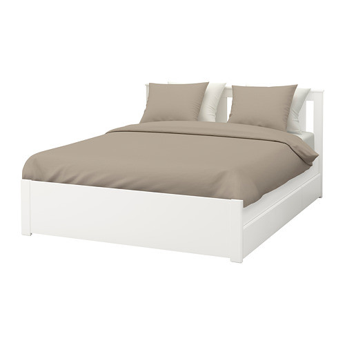 Кровать каркас 2 ящика СОНГЕСАНД белый 160х200 Лурой ИКЕА, IKEA