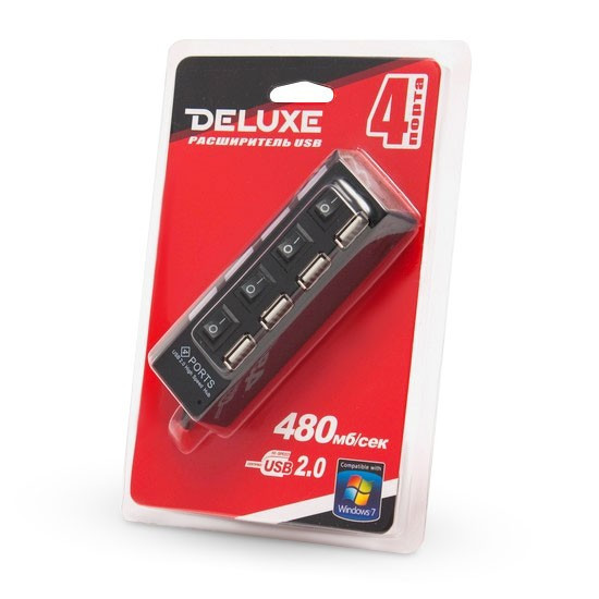 Расширитель USB Deluxe на 4 Порта DUH4004BK - фото 2 - id-p49392537