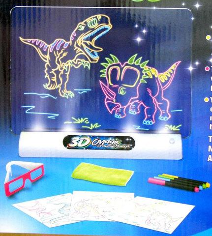 Доска магическая для 3D рисования "Рисую светом" Magic Drawing Board (Динозавры)
