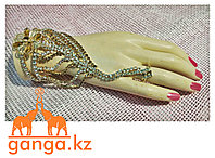 Браслет с кольцом на цепочке для руки, Золотистый со стразами