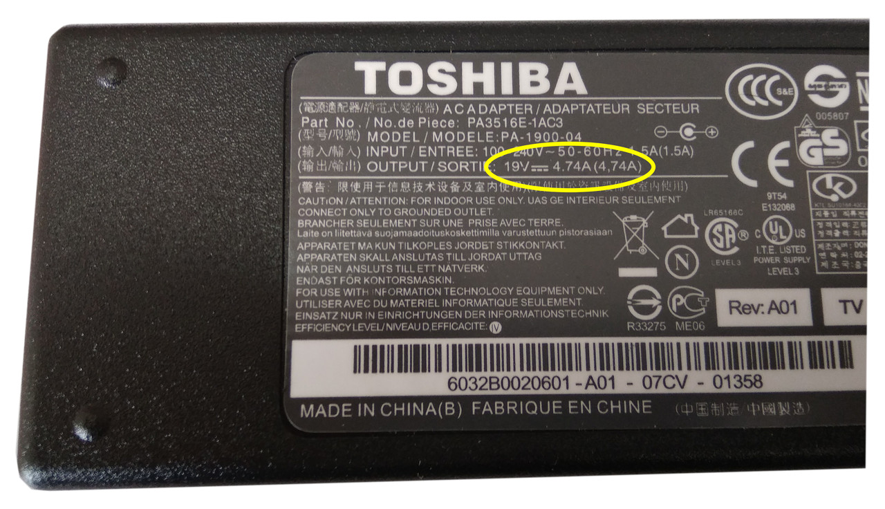 Блок питания для ноутбука Toshiba, 19V 4.74A, 90W 5.5*2.5 mm - фото 2 - id-p50009089