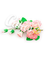 Сахарные цветы из мастики «Букет на проволоке - Розы Белые с розовым напылением», Казахстан