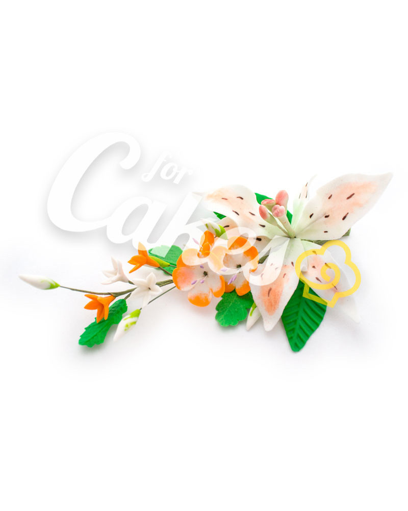 Сахарные цветы из мастики «Букет на проволоке - Лилии с Персиковым напылением», Казахстан - фото 1 - id-p49751003