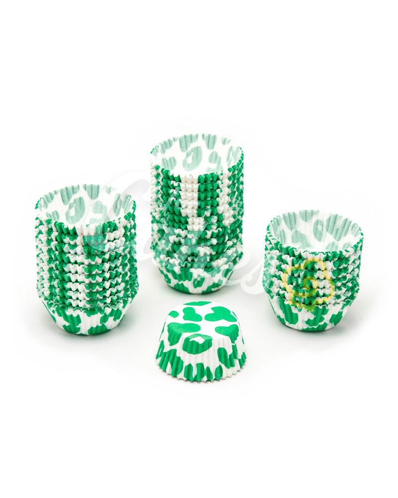 Капсулы бумажные для оформления и выпечки (тарталетки) белые с зеленым рисунком, 50 шт - фото 1 - id-p49751054