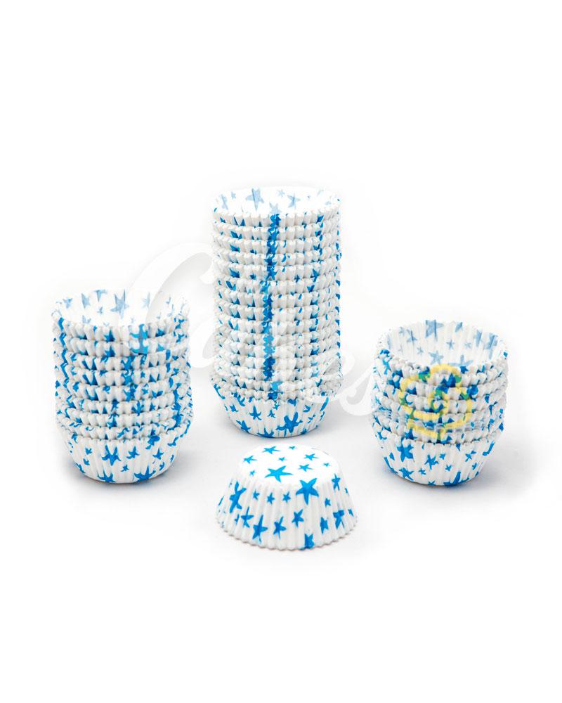 Капсулы бумажные для оформления и выпечки (тарталетки) белые с голубым рисунком , 1000 шт - фото 1 - id-p49751059