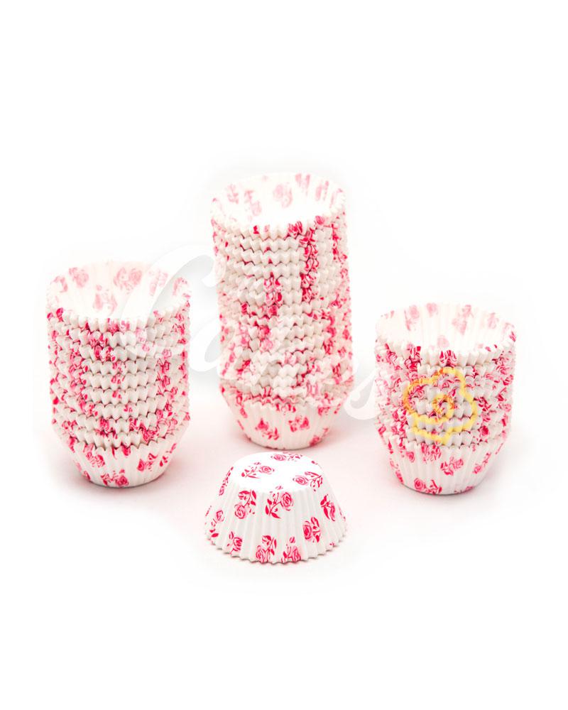 Капсулы бумажные для оформления и выпечки (тарталетки) белые с розовым рисунком, 1000 шт - фото 1 - id-p49751060