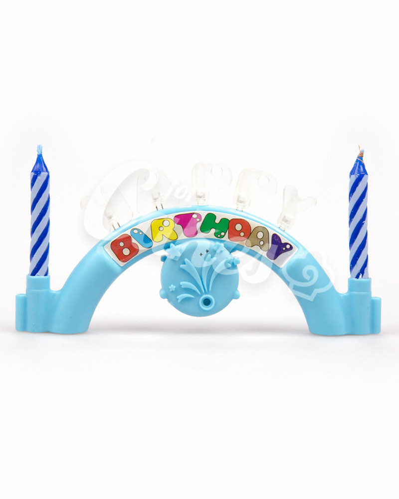 Свечки для торта с пластиковой подставкой «Happy Birthday», голубого цвета - фото 1 - id-p49751903