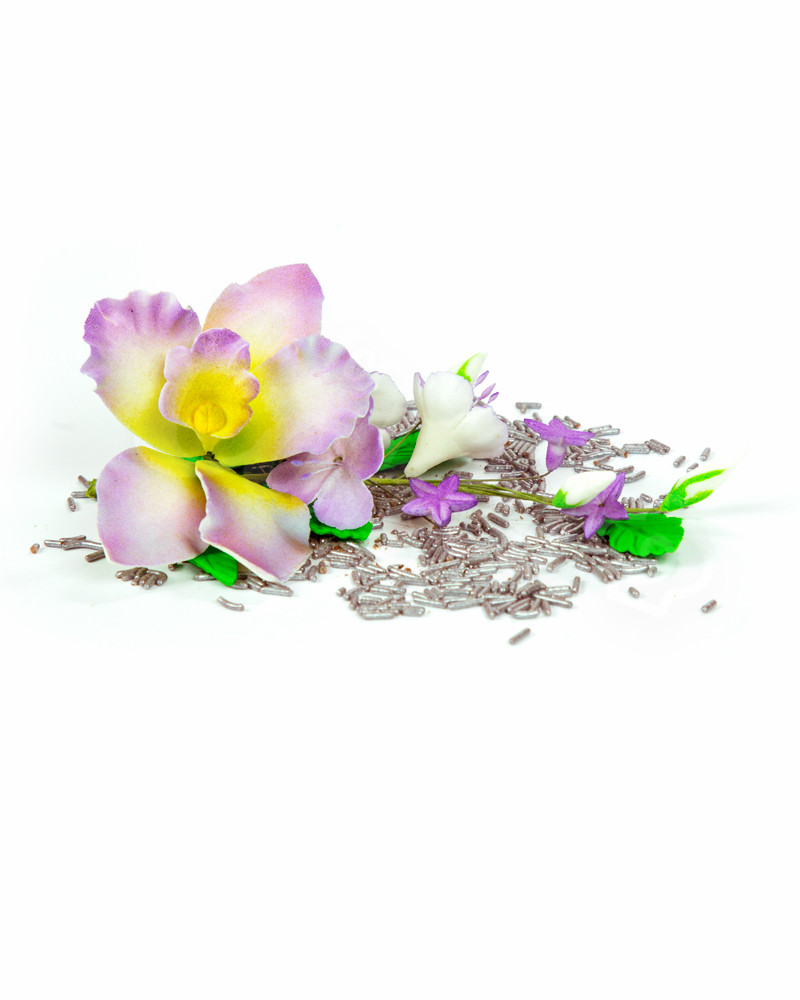 Сахарные цветы из мастики «Букет на проволоке - Орхидеи с Сиреневым напылением», Казахстан - фото 1 - id-p49752045
